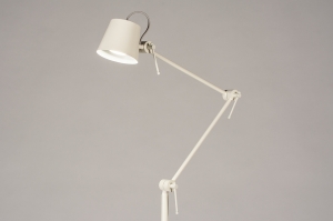 staande lamp 74428 landelijk modern retro metaal wit mat creme rond