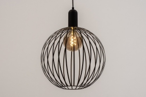 hanglamp 74430 landelijk modern eigentijds klassiek metaal zwart mat rond