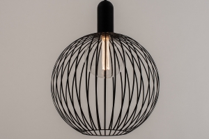 hanglamp 74431 landelijk modern eigentijds klassiek metaal zwart mat rond