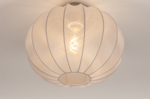 plafondlamp 74454 landelijk modern retro eigentijds klassiek stof grijs rond