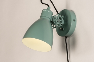 wandlamp 74466 industrieel landelijk modern retro metaal groen rond