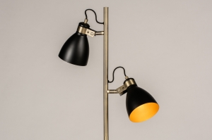 staande lamp 74468 modern retro eigentijds klassiek messing geschuurd metaal zwart mat goud mat messing rond