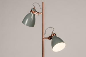 staande lamp 74469 landelijk modern retro metaal grijs roodkoper rond