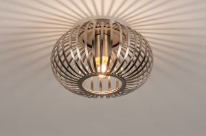 plafondlamp 74493 landelijk modern stoer raw retro staal rvs metaal staalgrijs rond