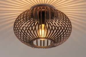 plafondlamp 74497 landelijk modern eigentijds klassiek metaal roodkoper rond