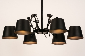 hanglamp 74523 industrie look design modern stoere lampen metaal zwart mat rond