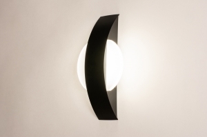 wandlamp 74532 design modern kunststof acrylaat kunststofglas metaal zwart mat rond langwerpig