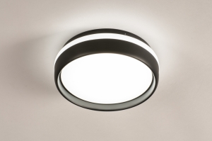 Deckenleuchte 74534 Sale modern Kunststoff Metall schwarz matt weiss rund