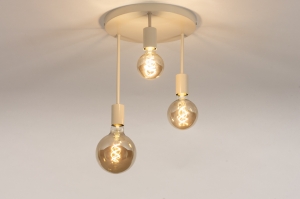 plafondlamp 74549 landelijk modern metaal beige zand rond