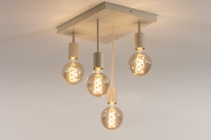 plafondlamp 74551 landelijk modern metaal beige zand rechthoekig