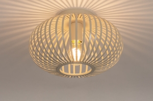 plafondlamp 74559 landelijk modern eigentijds klassiek metaal beige zand rond