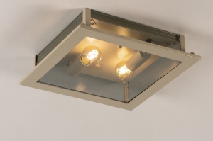 plafondlamp 74567 sale landelijk modern eigentijds klassiek glas metaal grijs beige zand vierkant