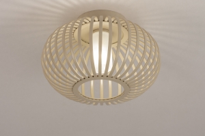 plafondlamp 74571 landelijk modern eigentijds klassiek glas wit opaalglas metaal beige zand rond