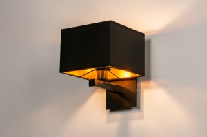 wandlamp 74590 landelijk modern eigentijds klassiek stof metaal zwart mat glans goud vierkant