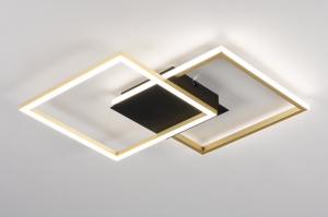 plafondlamp 74603 sale design modern messing (kleur) metaal zwart mat goud messing (kleur) vierkant