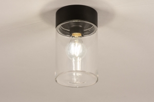 plafondlamp 74614 modern glas helder glas aluminium metaal zwart mat rond
