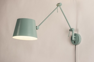 wandlamp 74625 industrieel landelijk modern voor kinderen metaal groen rond langwerpig