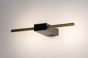 wandlamp 74630 design modern eigentijds klassiek messing aluminium metaal zwart mat goud messing langwerpig rechthoekig