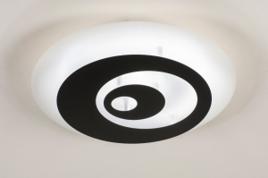 plafondlamp 74658 design modern retro metaal zwart mat wit mat rond
