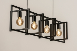 hanglamp 74674 industrieel modern metaal zwart mat rechthoekig