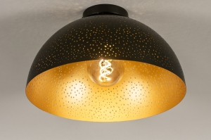 plafondlamp 74683 modern eigentijds klassiek metaal zwart mat goud rond