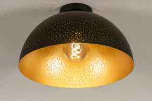 Deckenleuchte 74683 modern zeitgemaess klassisch Metall schwarz matt Gold rund
