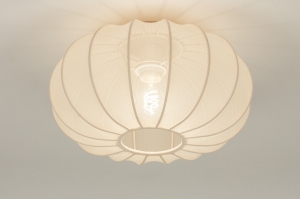 plafondlamp 74685 landelijk modern stof beige creme zand rond