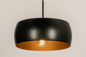 hanglamp 74702 modern metaal zwart mat goud rond