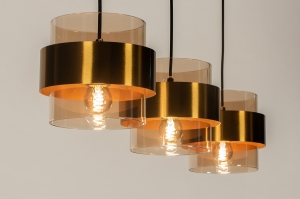 hanglamp 74710 sale modern retro eigentijds klassiek glas metaal goud geel rond langwerpig