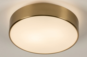 plafondlamp 74719 modern eigentijds klassiek glas wit opaalglas messing geschuurd metaal wit mat goud mat messing rond