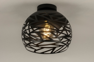 plafondlamp 74750 landelijk modern metaal zwart mat rond