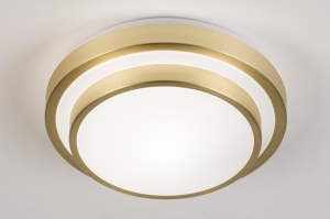 plafondlamp 74760 modern eigentijds klassiek messing geschuurd kunststof wit goud mat messing rond