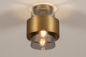 Deckenleuchte 74790 modern Retro zeitgemaess klassisch Art deco Glas Metall grau Gold Bronze rund