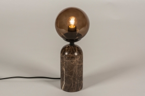tafellamp 74815 modern retro eigentijds klassiek glas marmer bruin rond
