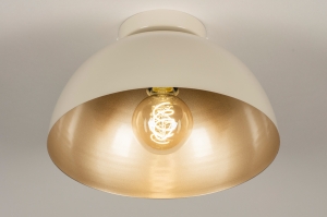 plafondlamp 74837 modern eigentijds klassiek metaal goud beige rond