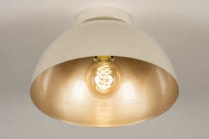 plafondlamp 74837 modern eigentijds klassiek metaal goud beige zand rond