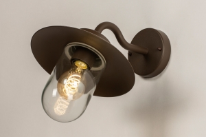 wandlamp 74840 landelijk modern eigentijds klassiek glas helder glas aluminium metaal bruin rond