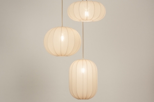 hanglamp 74885 modern stof metaal beige rond