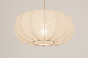 hanglamp 74886 modern stof metaal beige zand rond