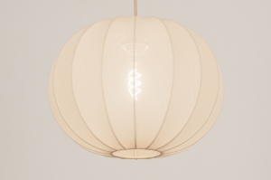 hanglamp 74887 modern stof metaal beige zand rond
