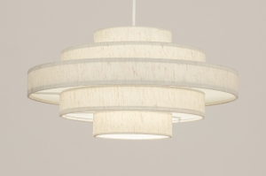 hanglamp 74894 modern retro stof metaal wit beige creme rond