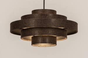 hanglamp 74895 modern retro stof metaal bruin rond