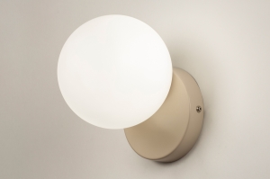 wandlamp 74904 modern glas wit opaalglas metaal wit mat beige zand rond