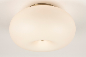 plafondlamp 74923 modern eigentijds klassiek art deco glas messing geschuurd goud beige rond