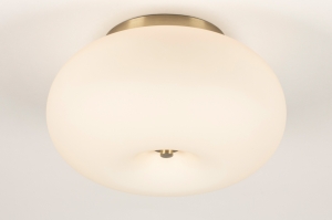 plafondlamp 74924 modern eigentijds klassiek art deco glas messing geschuurd goud beige rond