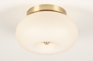 plafondlamp 74925 modern eigentijds klassiek art deco glas messing (kleur) geschuurd goud beige messing (kleur) rond