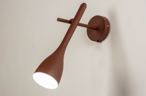 wandlamp 74966 design modern metaal rood bruin rond langwerpig