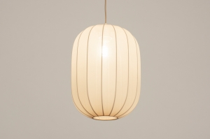 hanglamp 75003 modern stof metaal beige zand rond