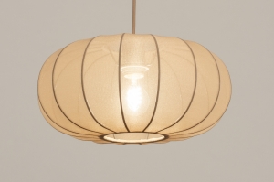 hanglamp 75004 modern stof metaal taupe rond