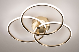 plafondlamp 75022 modern eigentijds klassiek messing (kleur) geschuurd kunststof metaal goud messing (kleur) rond